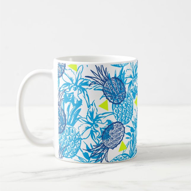 Sömlöst mönster med tropiskt motiv kaffemugg (Vänster)