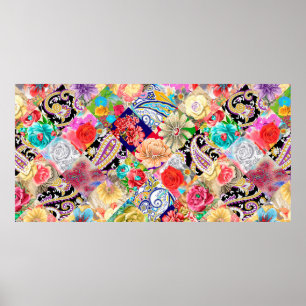 Sömlöst mönster med vackra blommor poster