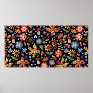 Sömlöst mönster med vackra blommor poster
