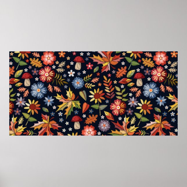 Sömlöst mönster med vackra blommor poster (Framsidan)