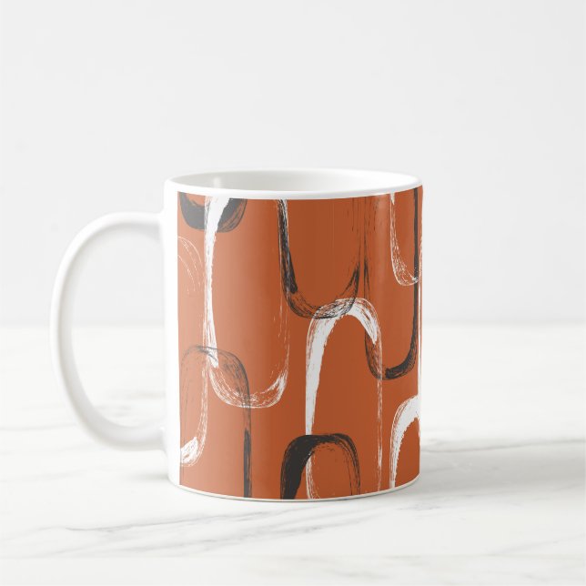 Sömlöst mönster med vattenfärgad orange  kaffemugg (Vänster)