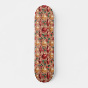 Sömlöst mönster med vintage juldekorationer mini skateboard bräda 18,5 cm