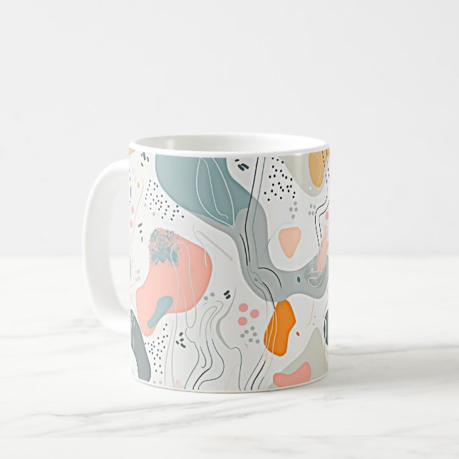 Sömlöst mönster Memphis-stil design, vit bakgrund Kaffemugg (Framsida vänster)