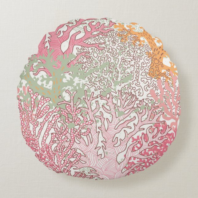 Sömlöst mönster under vatten med vackert undervatt rund kudde (Framsidan)