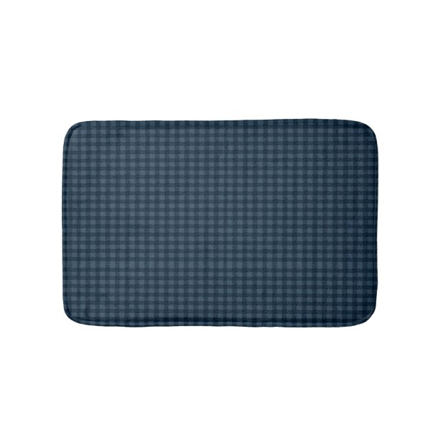 Sömlöst mörkblått och grått gingham rustikt mönste badrumsmatta (Framsidan)