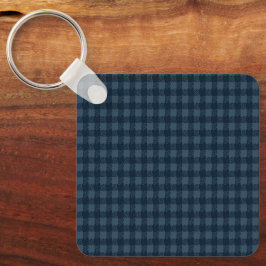 Sömlöst mörkblått och grått gingham-rustikt mönste nyckelring
