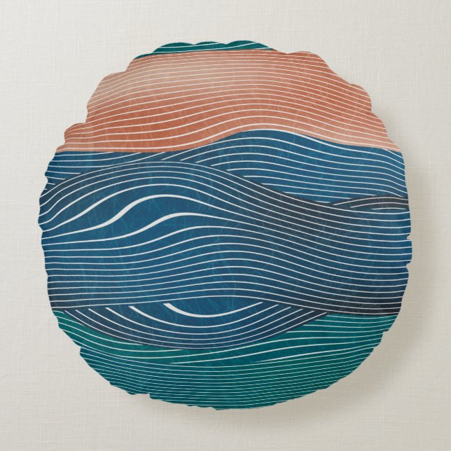 Sömlöst naturområde backe mönster. Horizonta Rund Kudde (Framsidan)