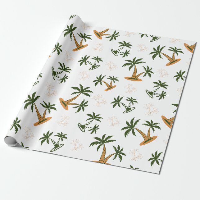 Sömlöst palmtre-mönster presentpapper (Utrullad)