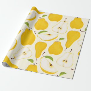 Sömlöst päron mönster. Olika päron hela frukter Presentpapper