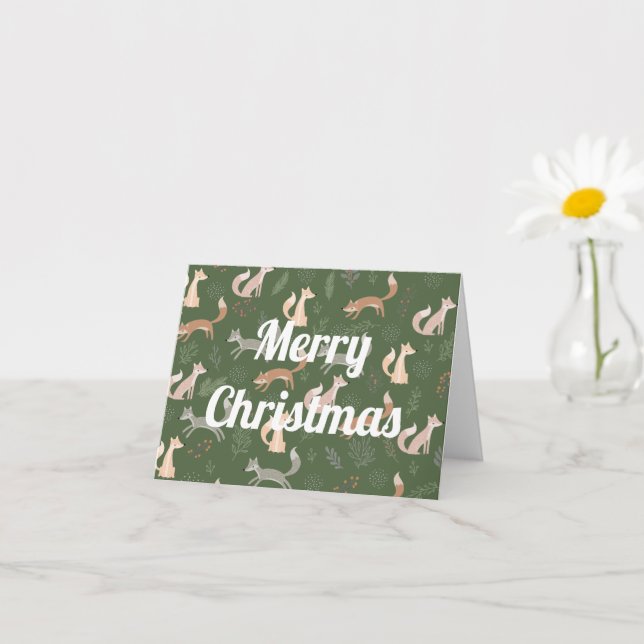 Sömlöst rävmönster med vintergrenar och blad kort (Liten växt)