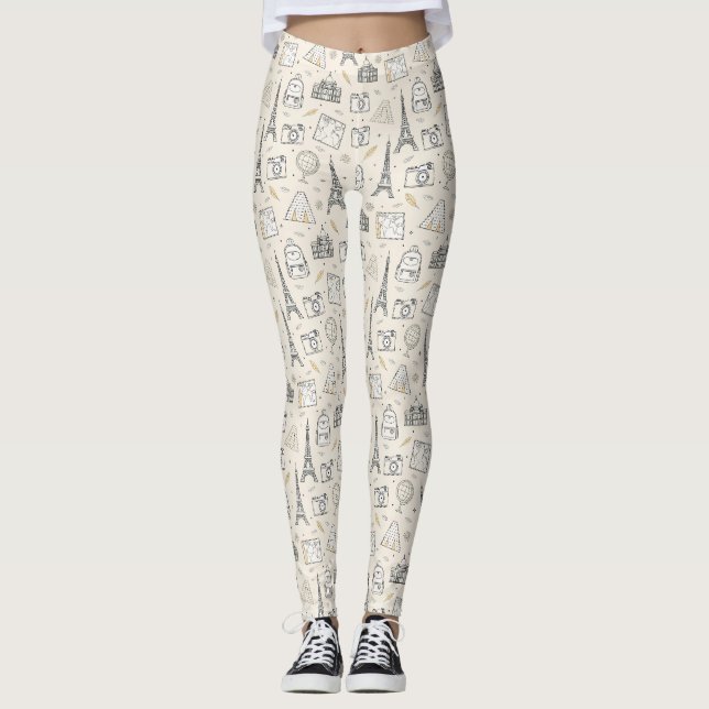 Sömlöst reseskissermönster leggings (Framsida)