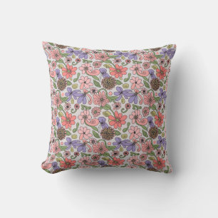Sömlöst Retro Blommönster Boho Kudde