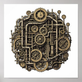 Sömlöst Steampunk-växel Mönsterduk och papper Poster