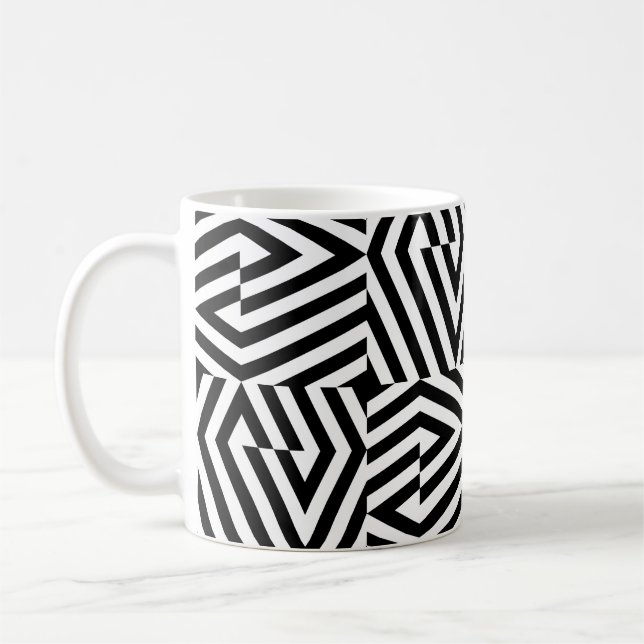 Sömlöst struktur med ogenomskinlig svart bandsgeom kaffemugg (Vänster)