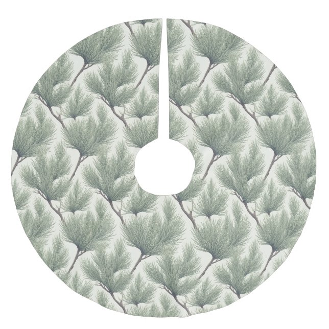 Sömlöst Tamarix Akacia Trädbladsmönster Julgransmatta Borstad Polyester (Framsidan)