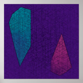 Sömlöst teal och magenta geometriskt mönster poster