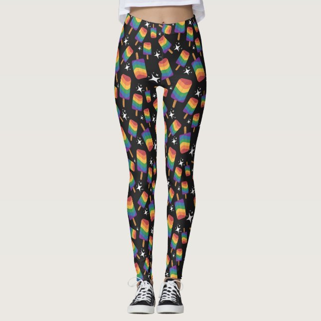 Sömlöst upphettat sexuellt Pride Mönster Leggings (Framsida)