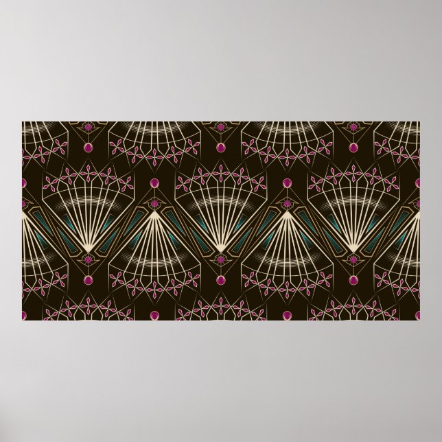 Sömlöst vackert antique art deco mönster orname poster (Framsidan)