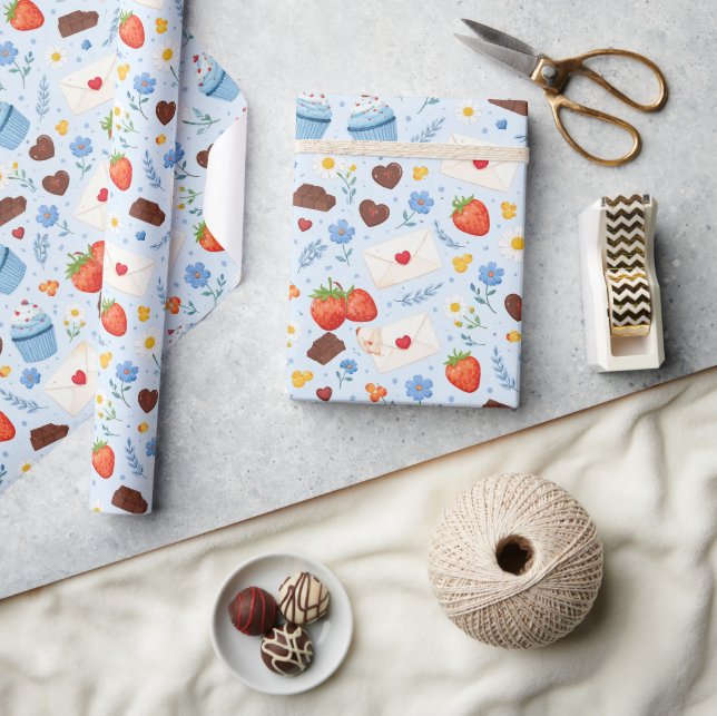 Sömlöst vattenfärgssmönster för bakning och sötsak presentpapper (Hantverk)