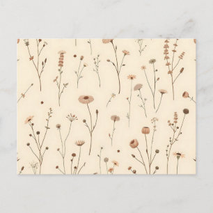 Sömlöst Vildblomma och Ängs Växt Mönster Vykort