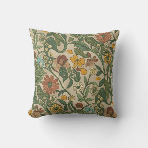 Sömlöst vintage botaniskt mönster kudde