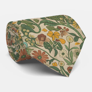 Sömlöst vintage botaniskt mönster slips