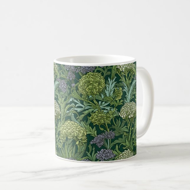 Sömlöst William Morris-inspirerat blommönster Kaffemugg (Framsida höger)