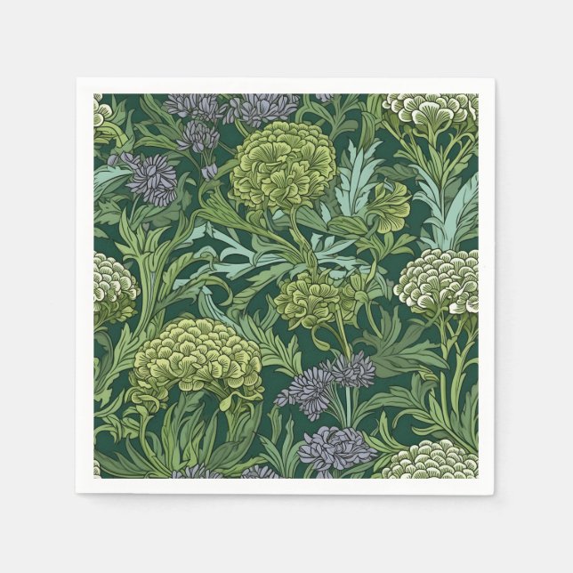 Sömlöst William Morris-inspirerat blommönster Pappersservett (Framsidan)