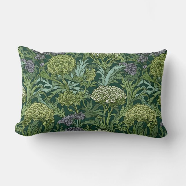 Sömlöst William Morris-inspirerat blomster mönster Lumbarkudde (Framsida)