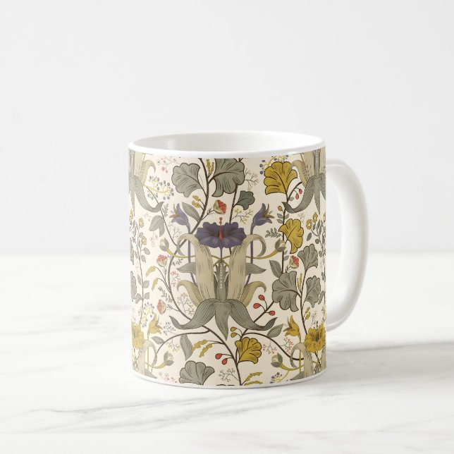 Sömlöst William Morris stil blomster mönster kaffe Kaffemugg (Framsida höger)
