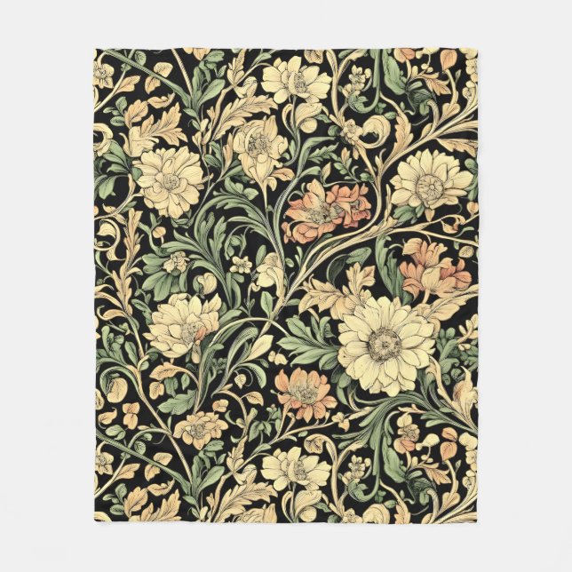 Sömlöst William Morris stil blomstermönster Fleec Fleecefilt (Framsidan)