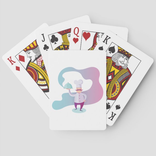 Sömma Chef med Mustache och servera fack Casinokort (Baksidan)