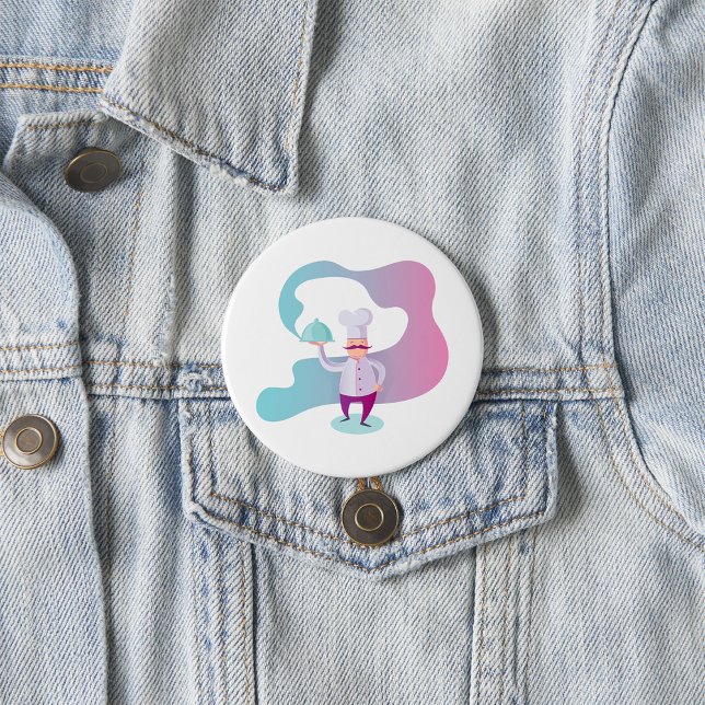 Sömma Chef med Mustache och servera fack Knapp (Skapare uppladdad)