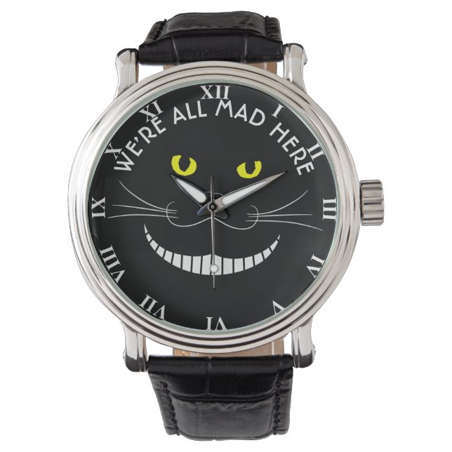 Sömma cheshire transparent cat med Gult Öga Armbandsur (Framsida)