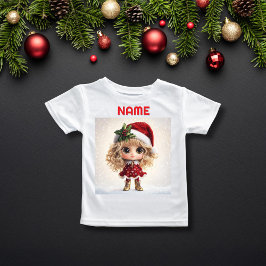 Sömma Santa Girl med Sparkles CUSTOM NAME T Shirt