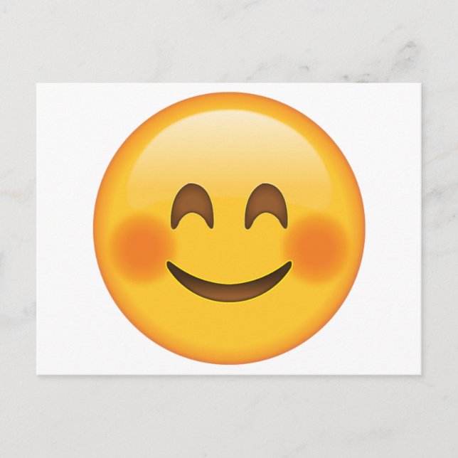 Sömmande Ansikte med Blushed Cheeks - Emoji Vykort (Framsida)