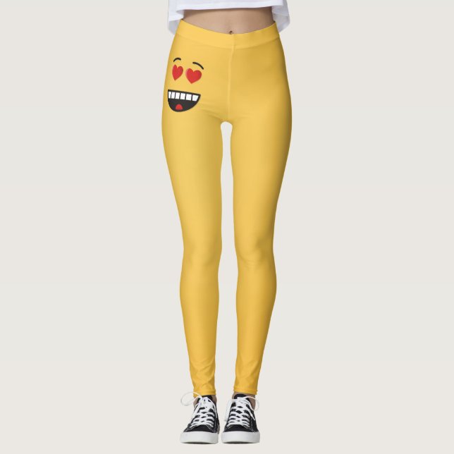Sömmande Ansikte med hjärtformad Öga Leggings (Framsida)
