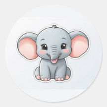 Sömmande Baby Elephant med Cheeks, kawaii