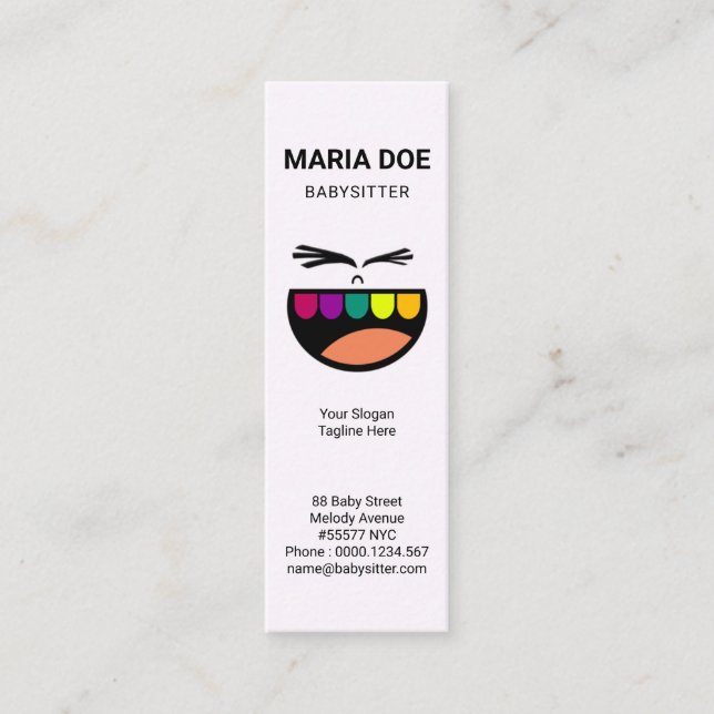 Sömmande barnvakt i Baby Mini Visitkort (Framsida)