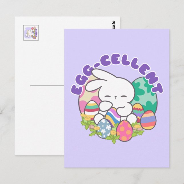 Sömmande Bunny & Påskägg - Äggkällare Vår Vykort (Fram/baksida)