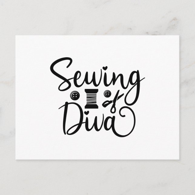 Sömmande diva vykort (Framsida)