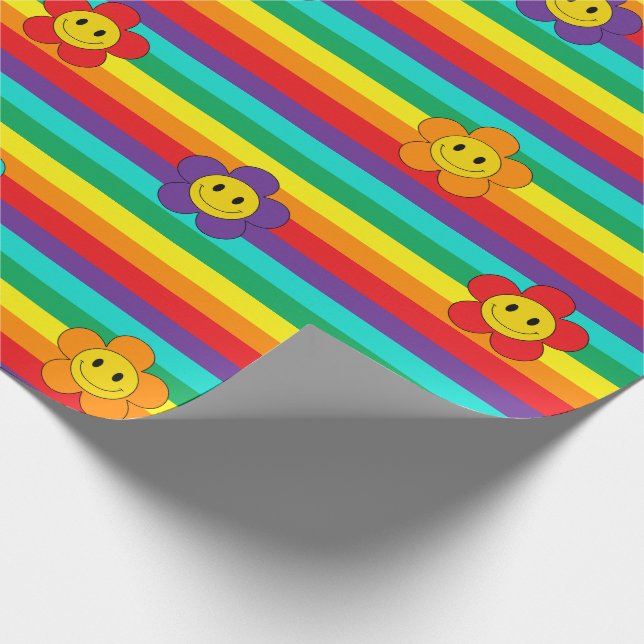 Sömmande Emoji-Daisy på Rainbow Rand Presentpapper (Hörn)