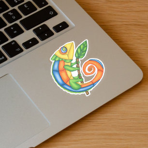 Sömmande Fantasy Colorful Lizard Löv på Stick Klistermärken