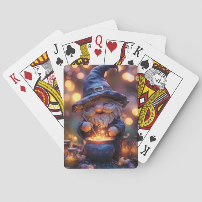 Sömmande Gnome Stirring Magic Pot Casinokort (Baksidan)