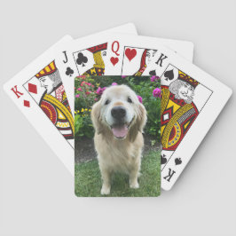 Sömmande Golden Retriever-Hund med Söt blommor Casinokort