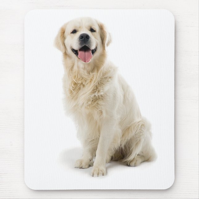 Sömmande Golden Retriever Puppy Mousepad Musmatta (Framsidan)
