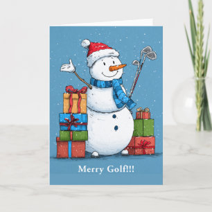 Sömmande Golfer Snögubbe-julkort Helgkort