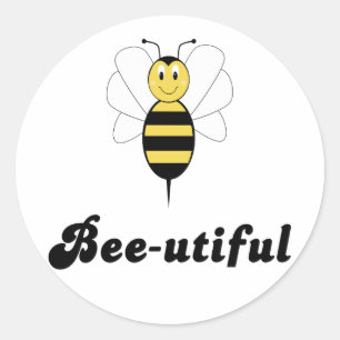 Sömmande Humla Bee-utiful Sticker Runt Klistermärke