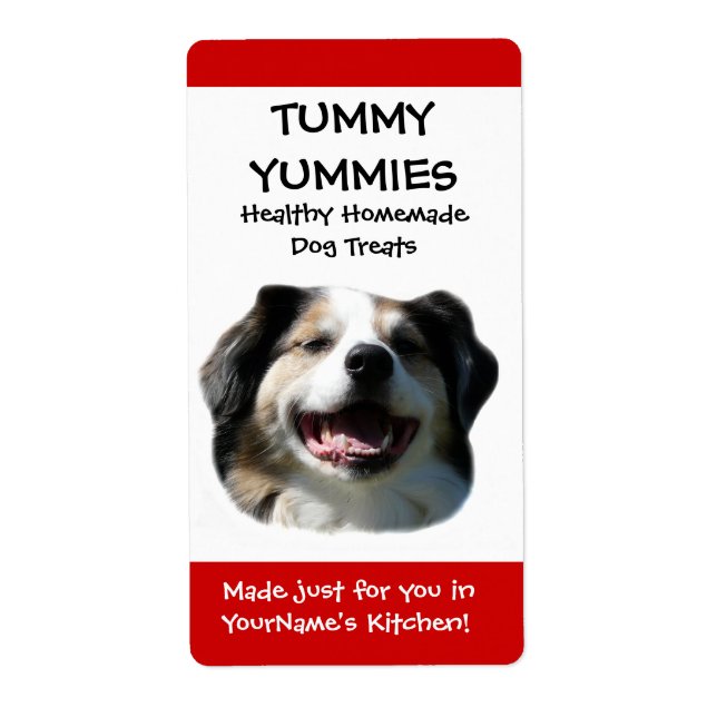 Sömmande Hund Doggie Treats Kitchen-etikett Fraktsedel (Framsidan)