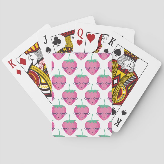 Sömmande jordgubbar, söt mönster. casinokort (Baksidan)